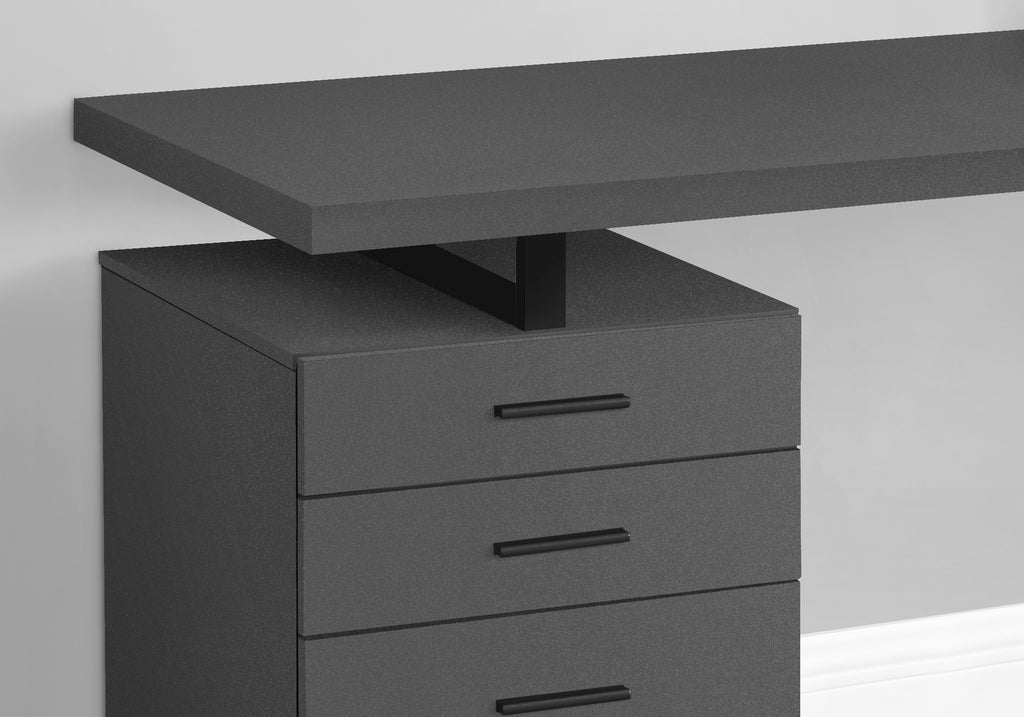 COMPUTER DESK - 48""L / MODERN GREY / BLACK METAL / L/R