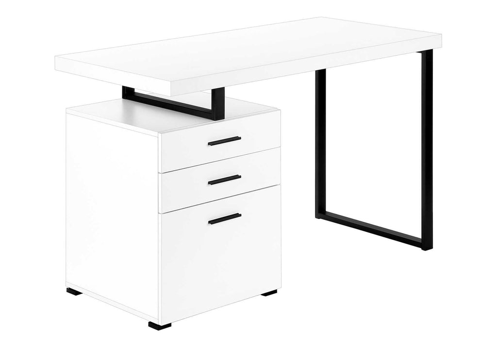 COMPUTER DESK - 48""L / WHITE / BLACK METAL / L/R FACE