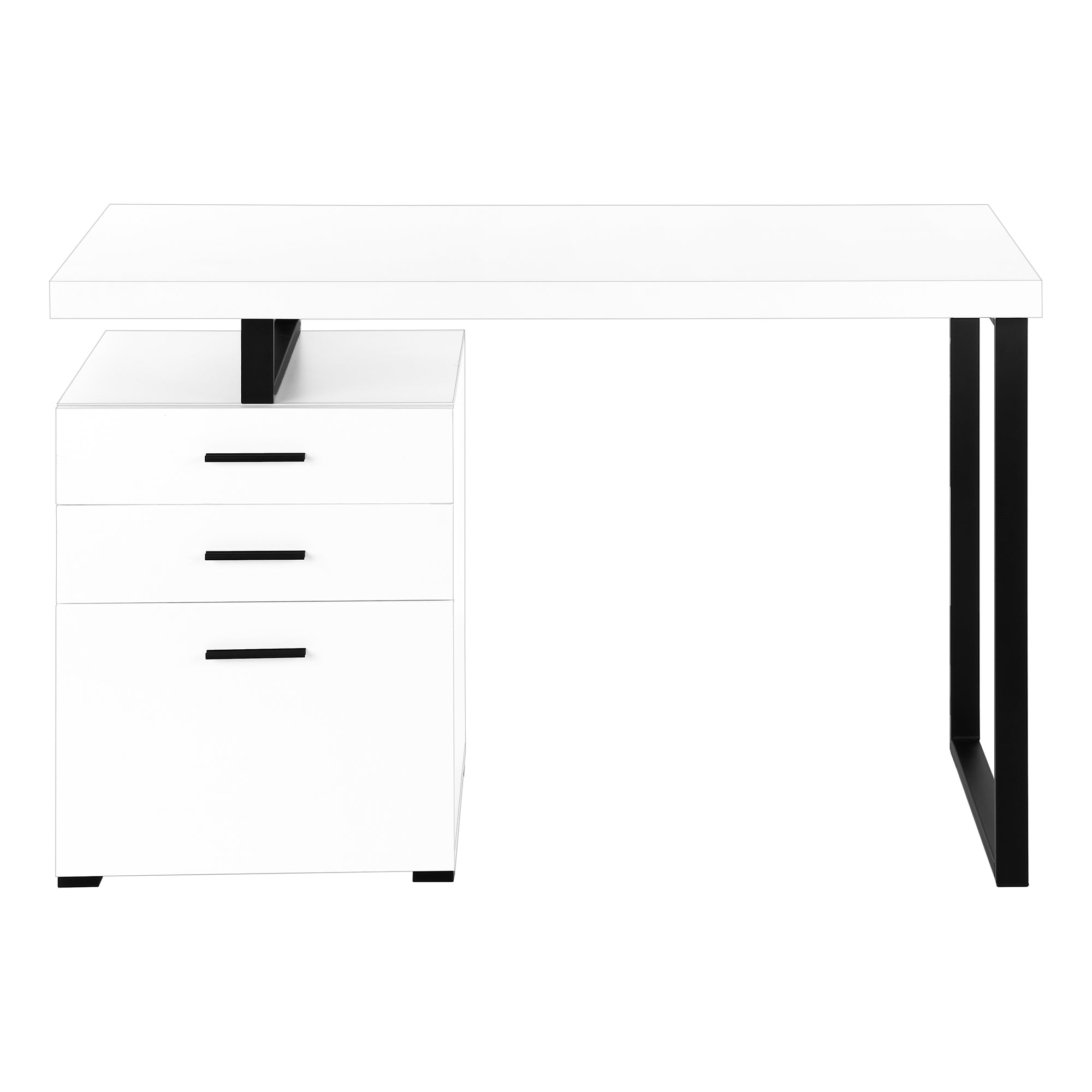 COMPUTER DESK - 48""L / WHITE / BLACK METAL / L/R FACE