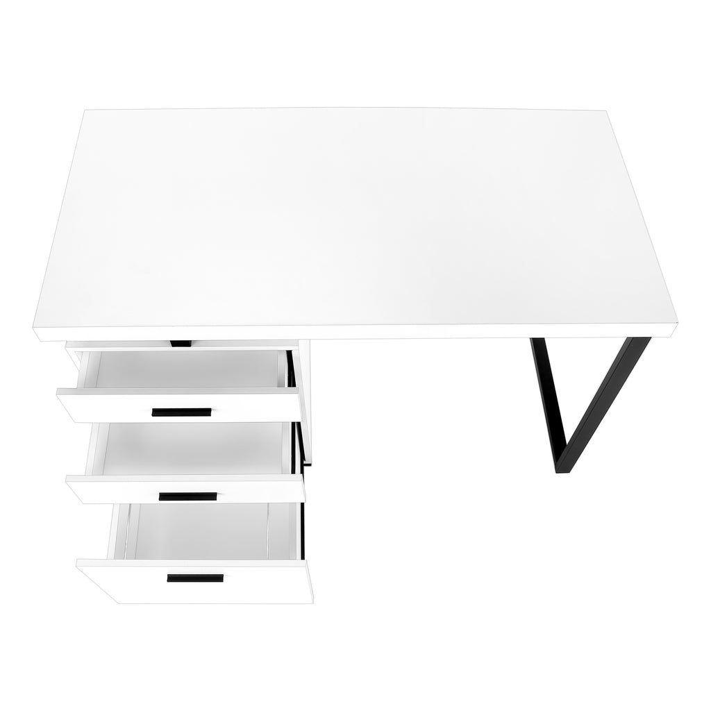 COMPUTER DESK - 48""L / WHITE / BLACK METAL / L/R FACE