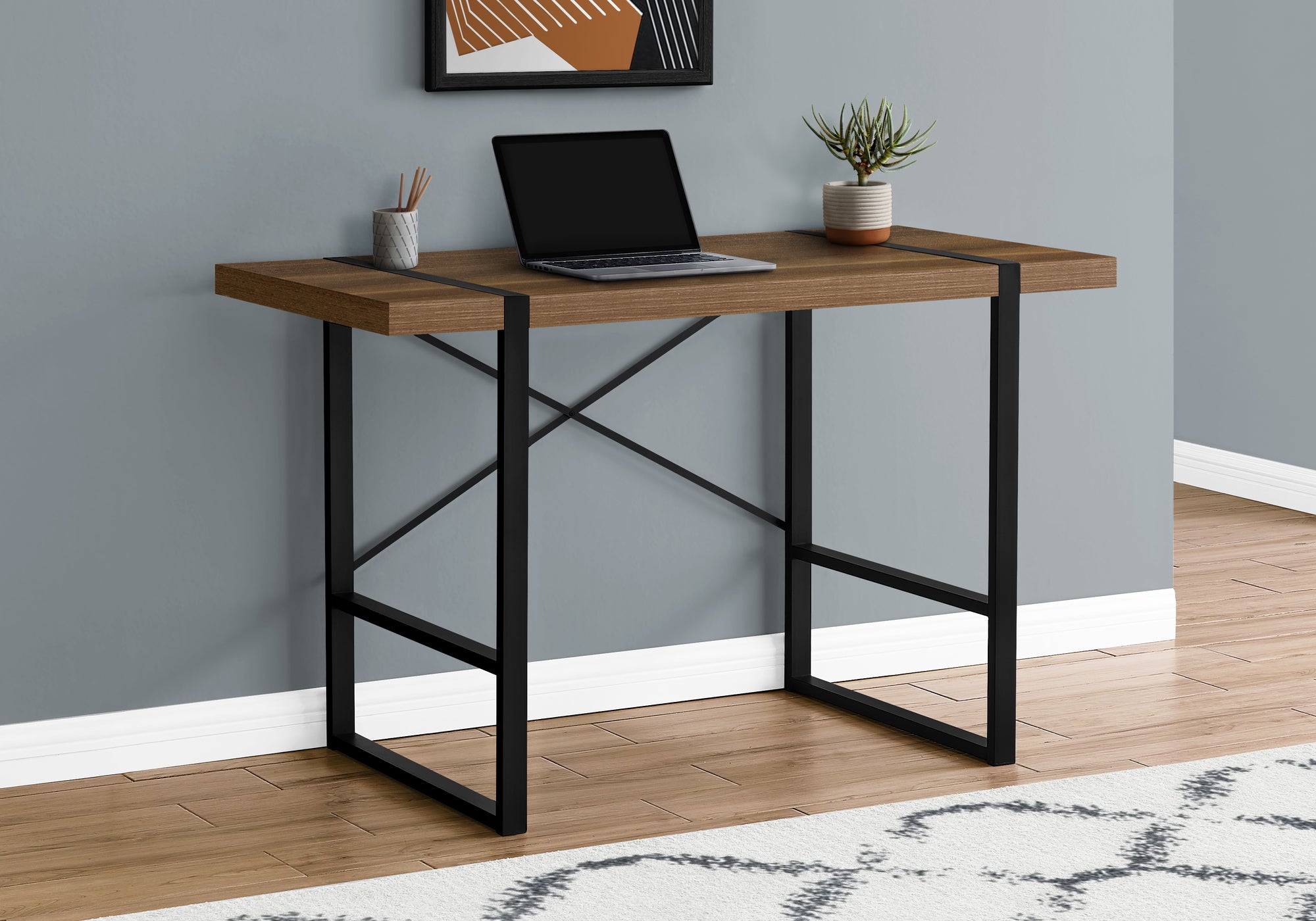 COMPUTER DESK - 48""L / WALNUT / BLACK METAL