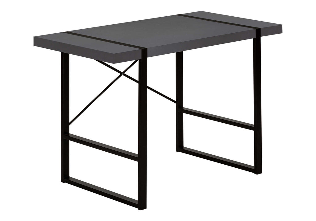 COMPUTER DESK - 48""L / MODERN GREY / BLACK METAL