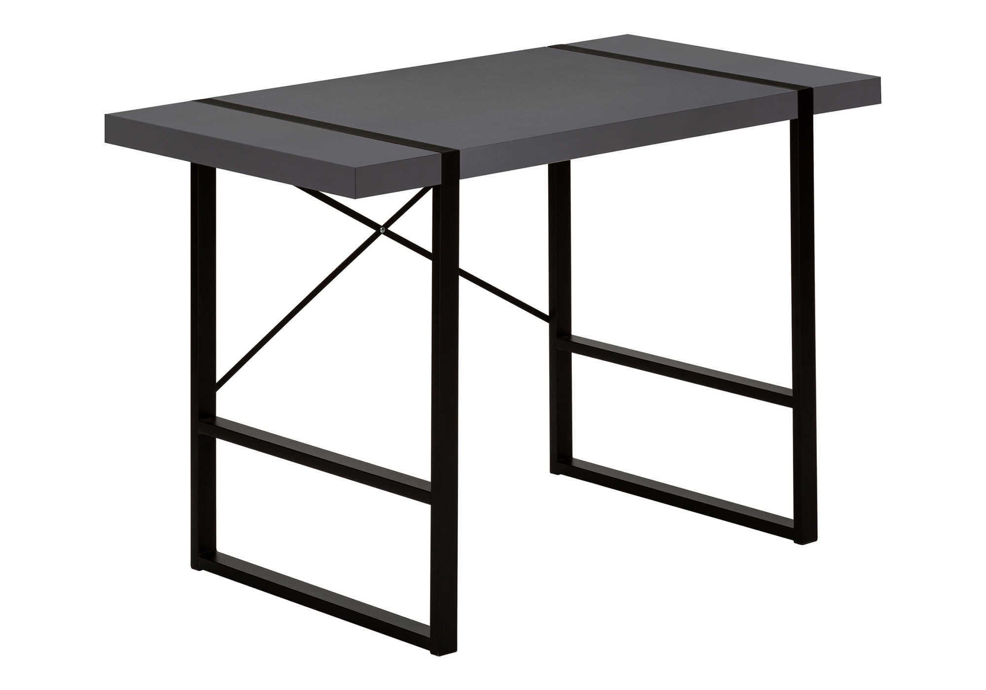 COMPUTER DESK - 48""L / MODERN GREY / BLACK METAL