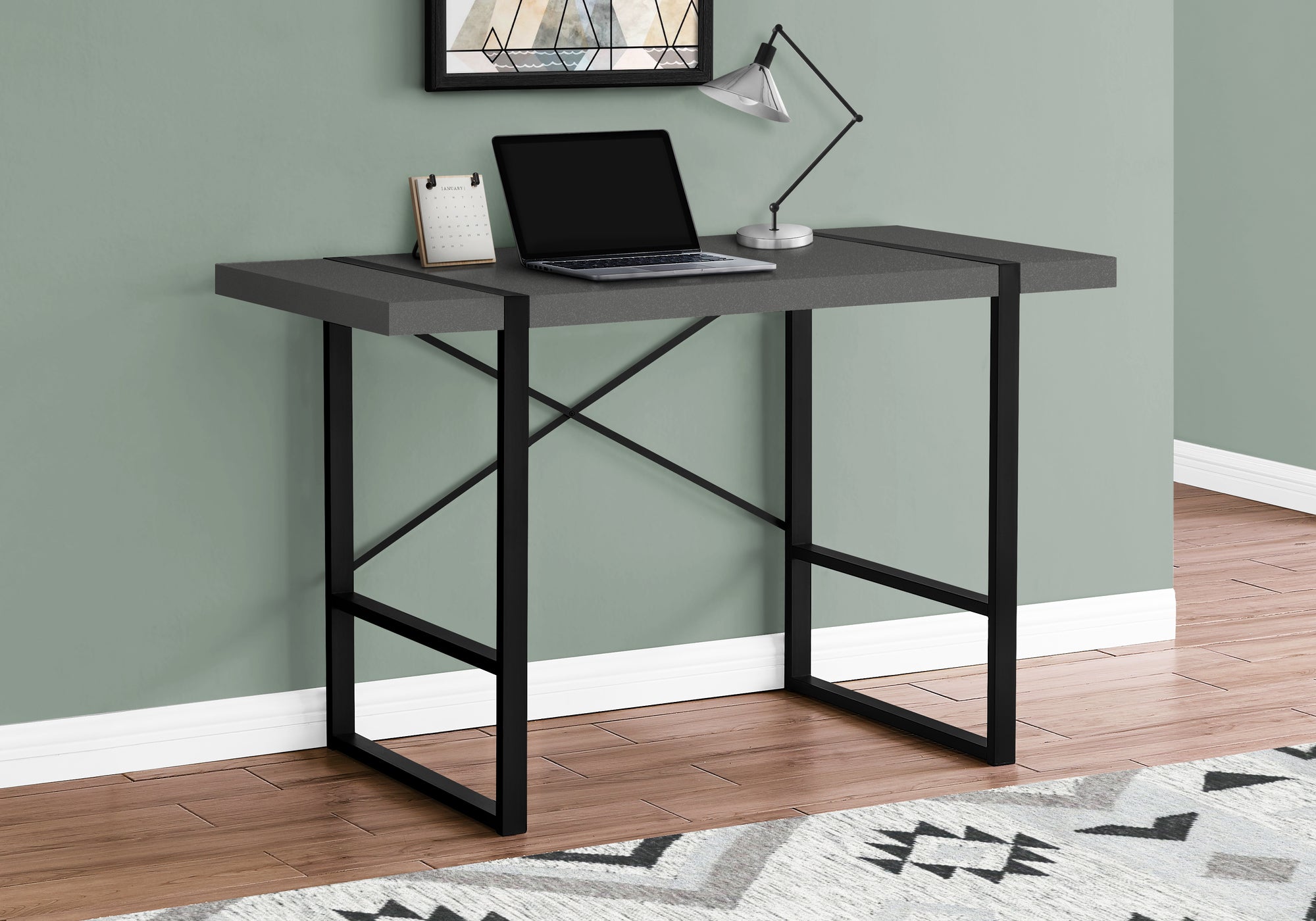 COMPUTER DESK - 48""L / MODERN GREY / BLACK METAL
