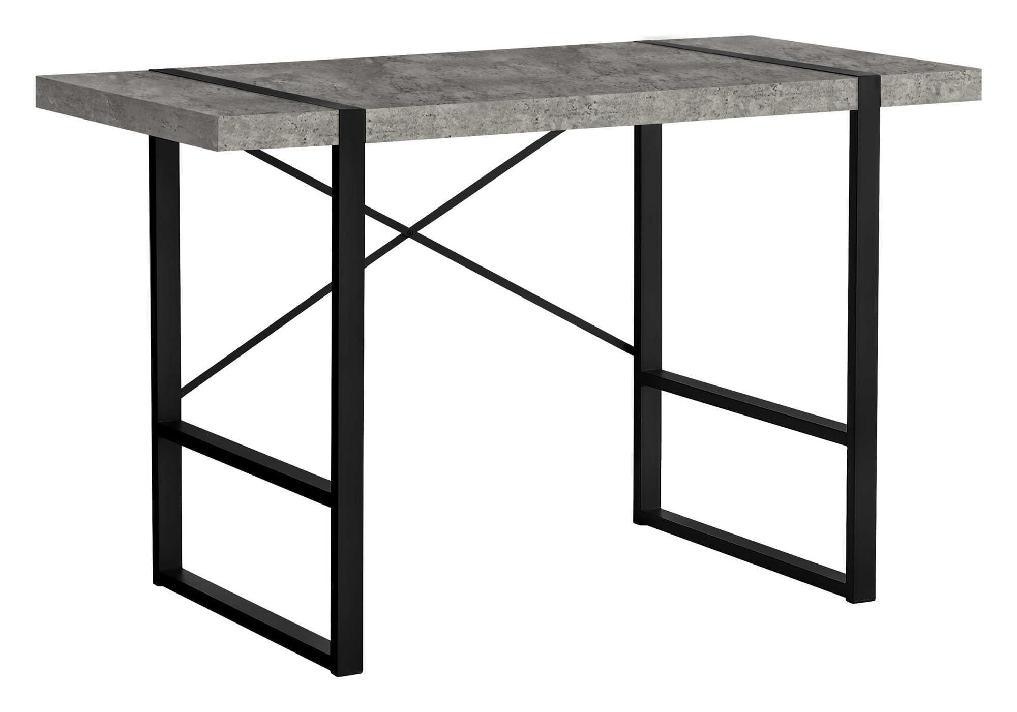 COMPUTER DESK - 48""L / GREY CONCRETE-LOOK / BLACK METAL