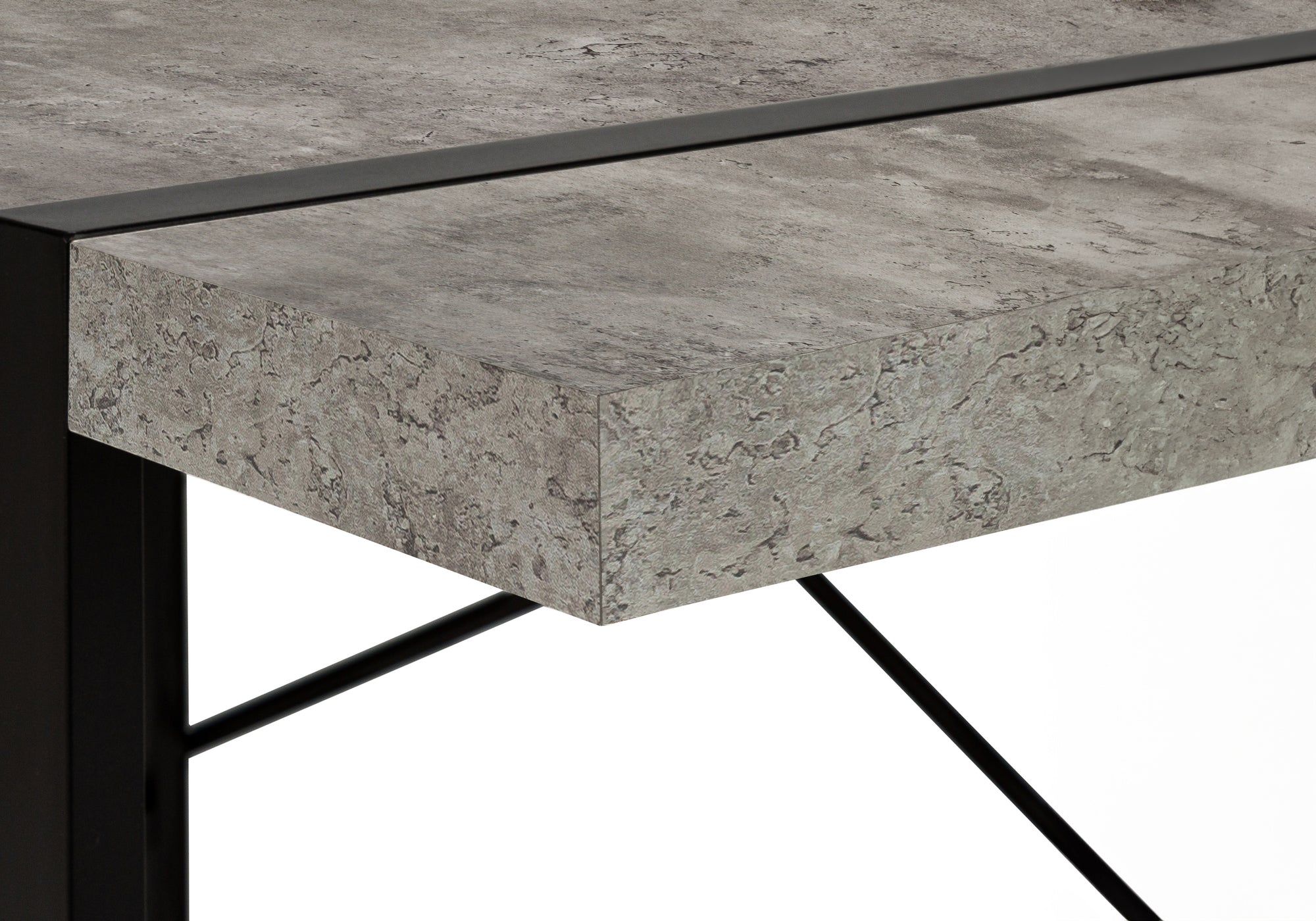 COMPUTER DESK - 48""L / GREY CONCRETE-LOOK / BLACK METAL