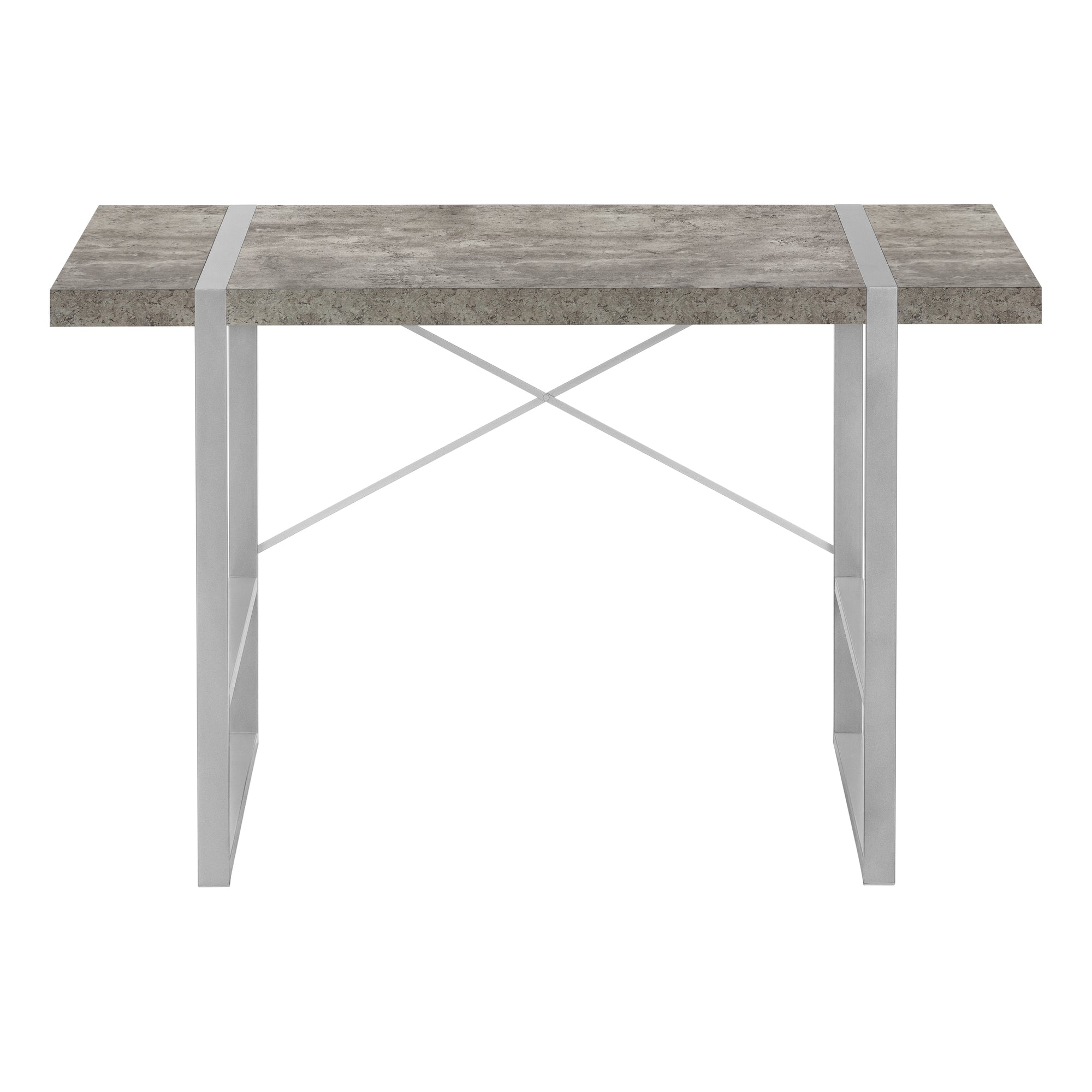 COMPUTER DESK - 48""L / GREY CONCRETE-LOOK / SILVER METAL