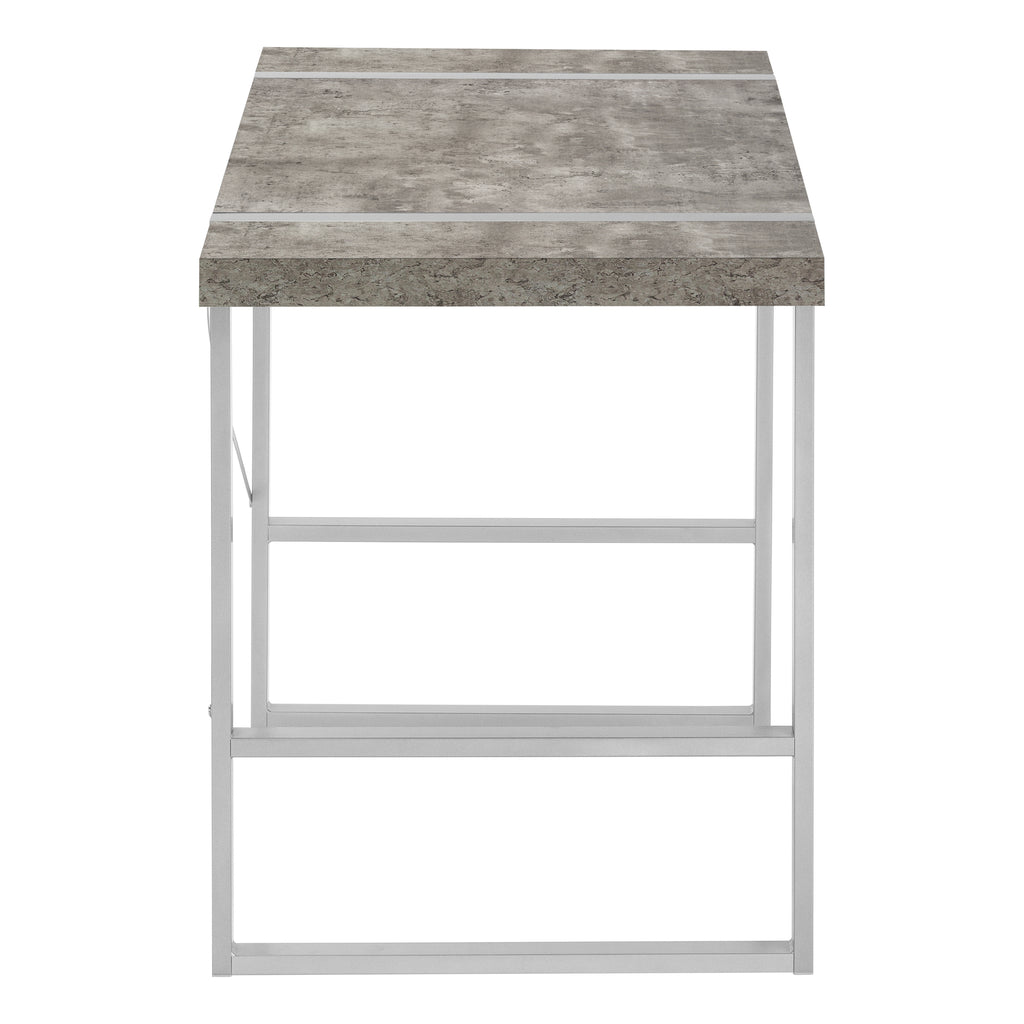COMPUTER DESK - 48""L / GREY CONCRETE-LOOK / SILVER METAL