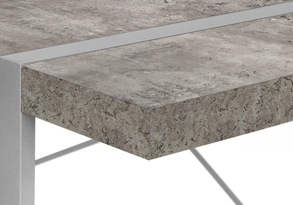 COMPUTER DESK - 48""L / GREY CONCRETE-LOOK / SILVER METAL