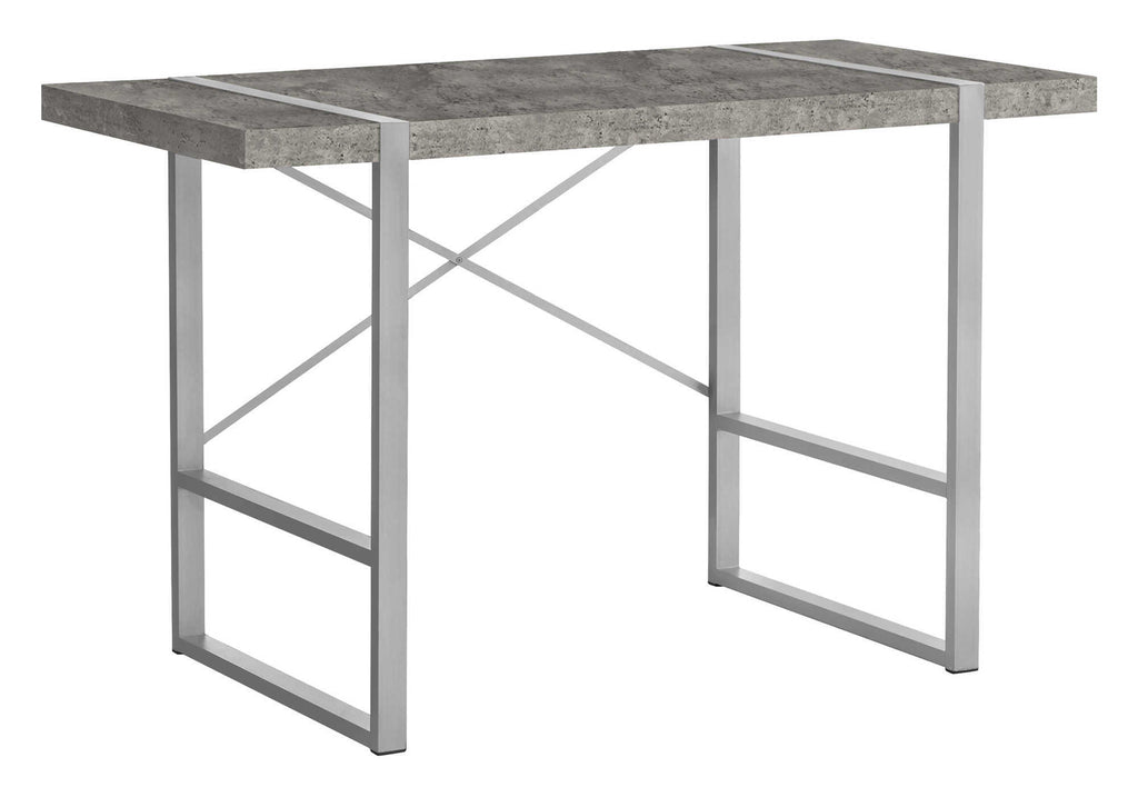 COMPUTER DESK - 48""L / GREY CONCRETE-LOOK / SILVER METAL