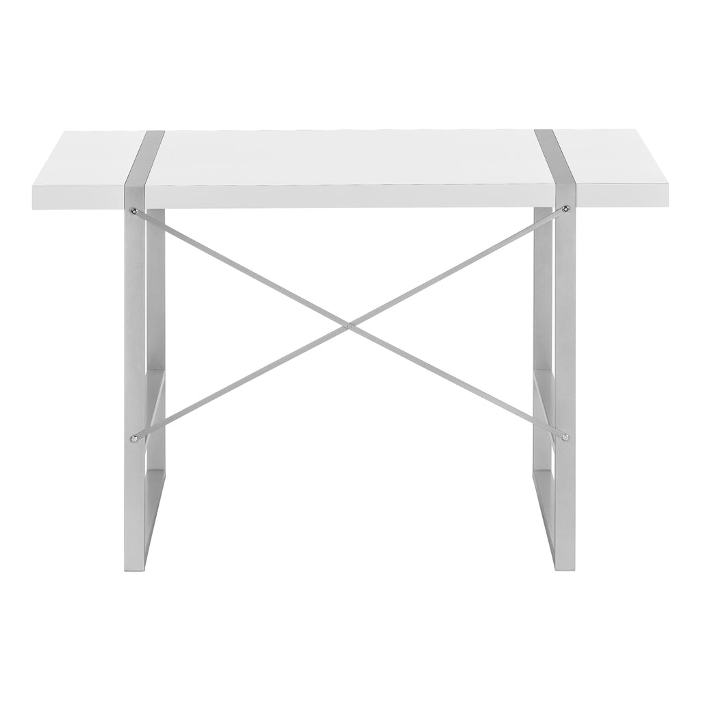 COMPUTER DESK - 48""L / WHITE / SILVER METAL