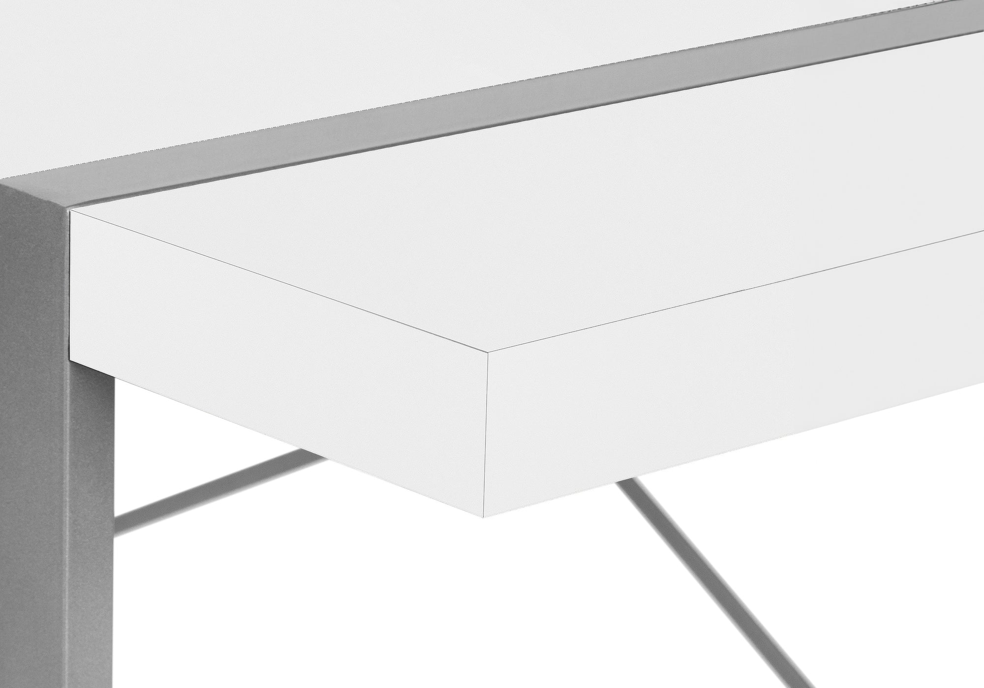 COMPUTER DESK - 48""L / WHITE / SILVER METAL