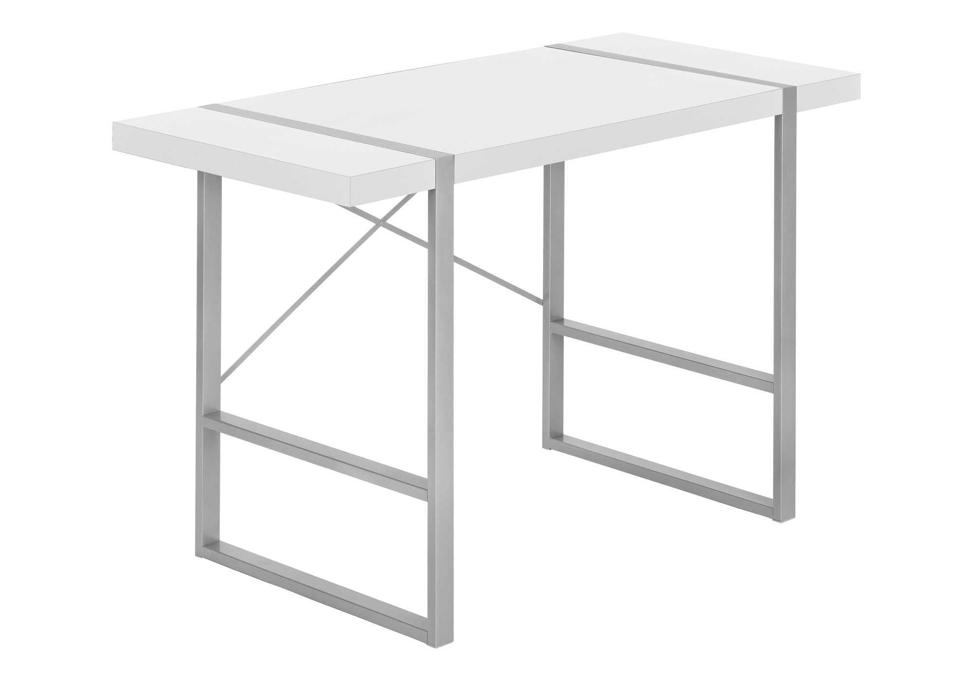 COMPUTER DESK - 48""L / WHITE / SILVER METAL