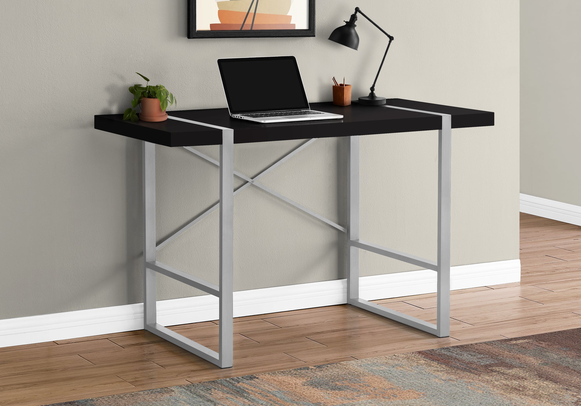 COMPUTER DESK - 48""L / BLACK / SILVER METAL
