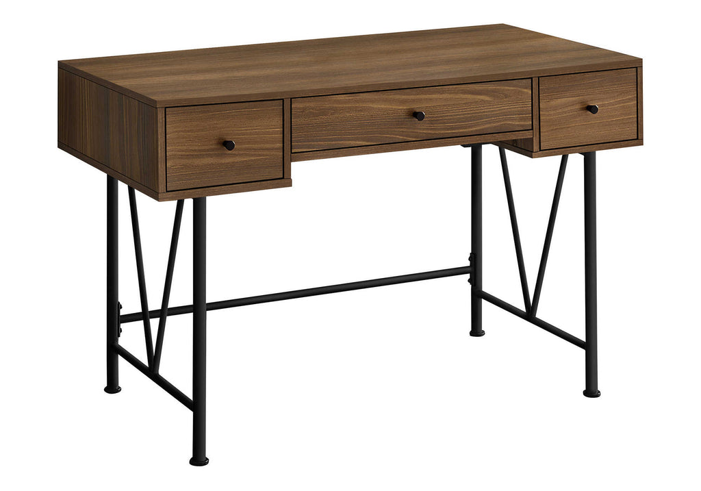 COMPUTER DESK - 48""L / WALNUT / BLACK METAL