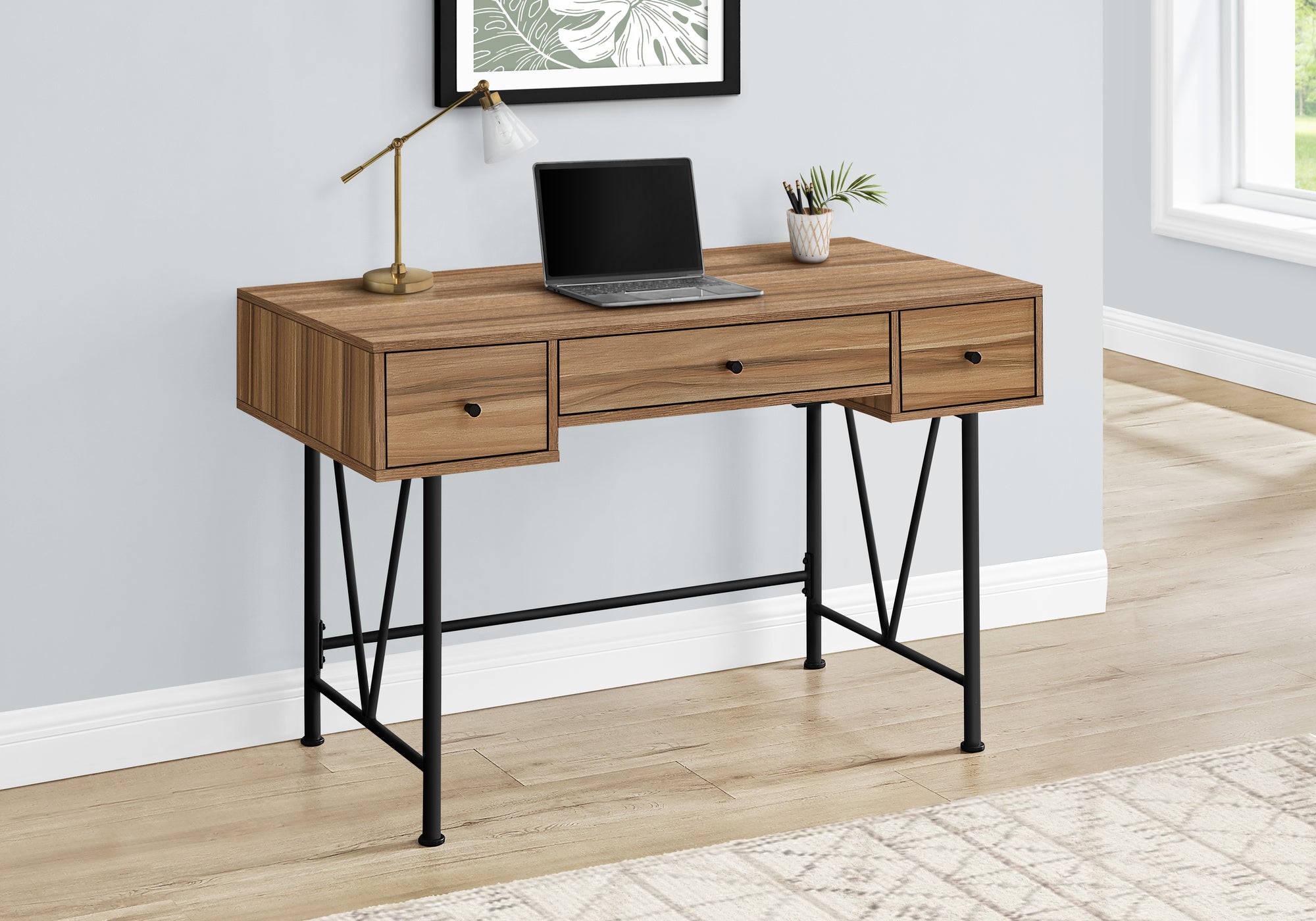 COMPUTER DESK - 48""L / LIGHT RECLAIMED WOOD / BLACK METAL