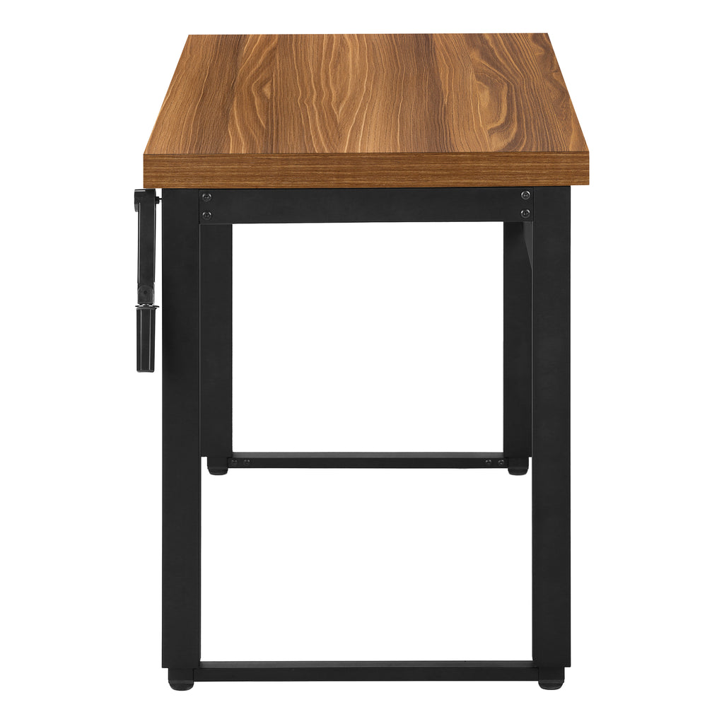 COMPUTER DESK - 48""L / WALNUT / ADJ.HEIGHT/ BLACK METAL