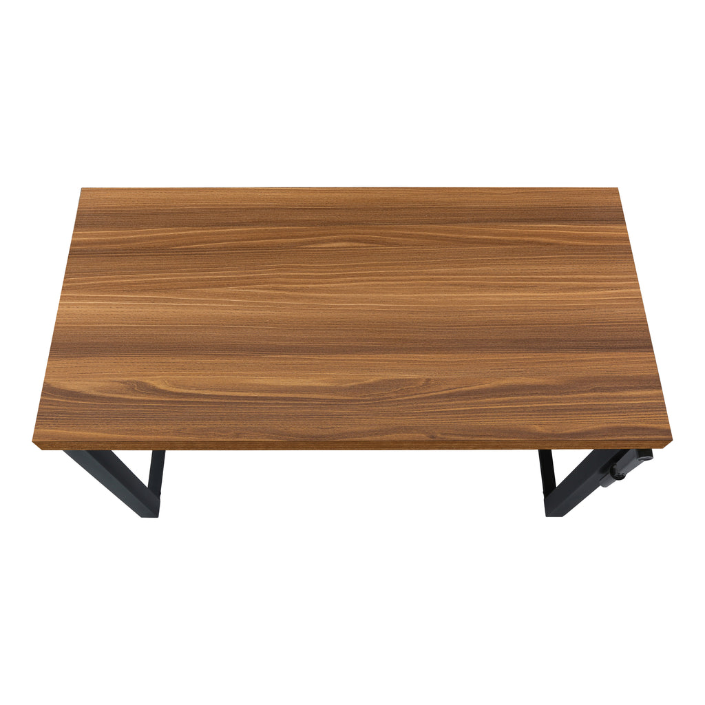 COMPUTER DESK - 48""L / WALNUT / ADJ.HEIGHT/ BLACK METAL