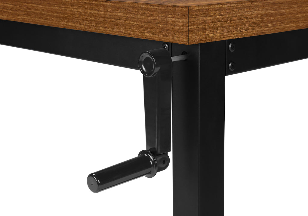 COMPUTER DESK - 48""L / WALNUT / ADJ.HEIGHT/ BLACK METAL