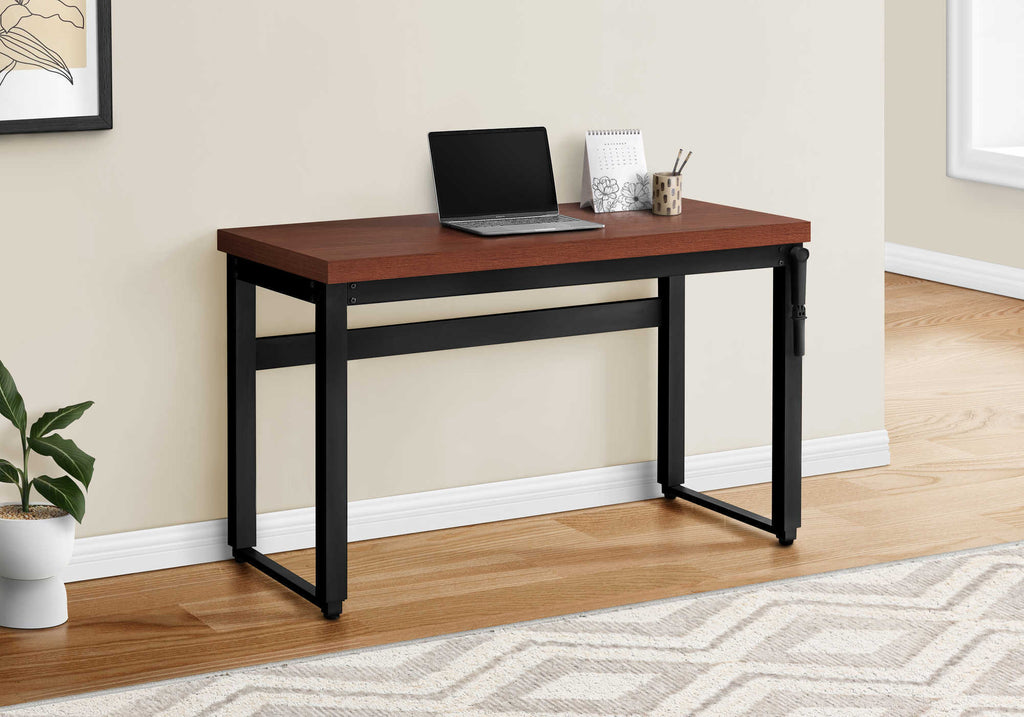 COMPUTER DESK - 48""L / CHERRY / ADJ.HEIGHT/ BLACK METAL