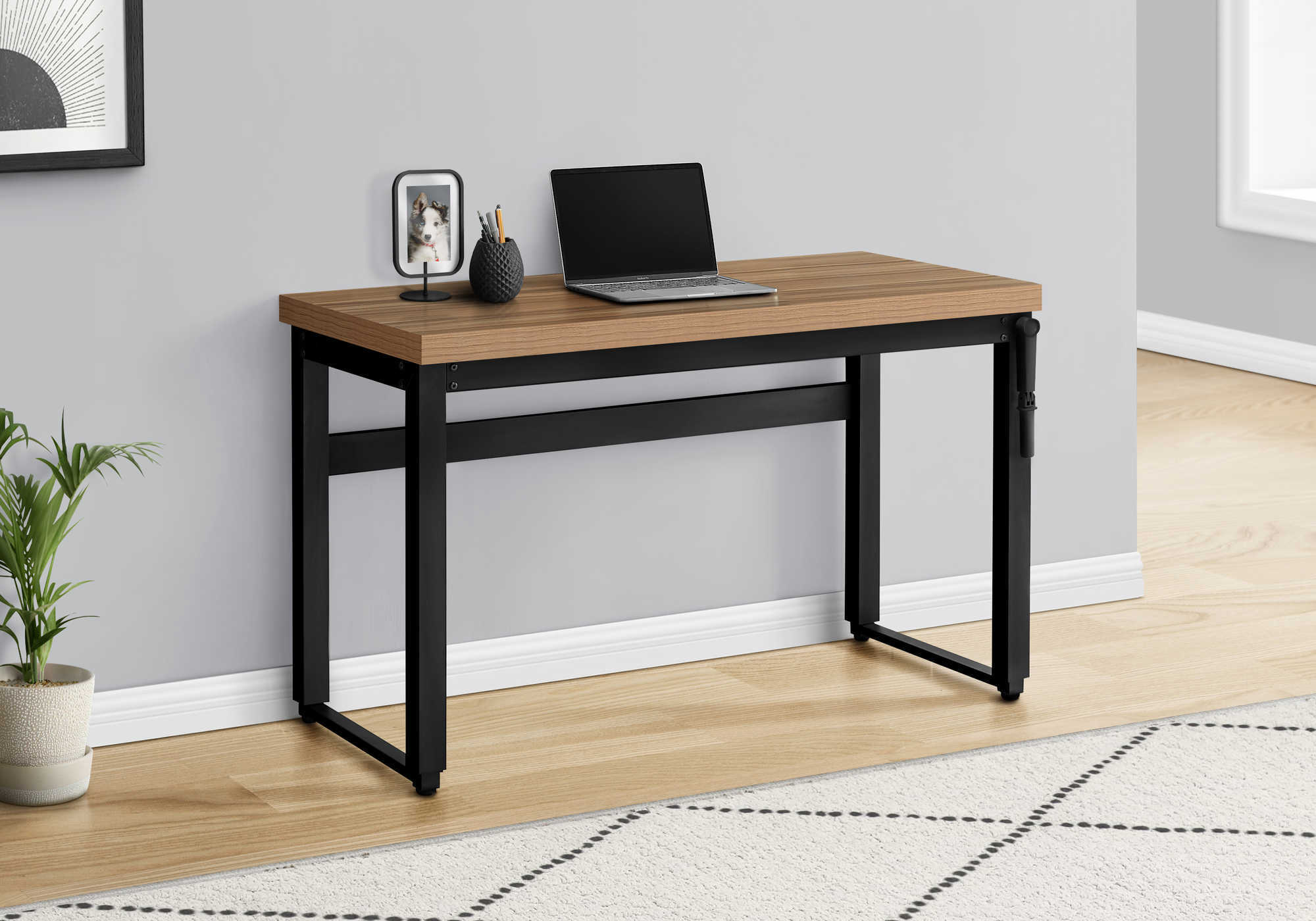 COMPUTER DESK - 48""L / RECLAIMED WOOD / ADJ.HEIGHT/ BLACK