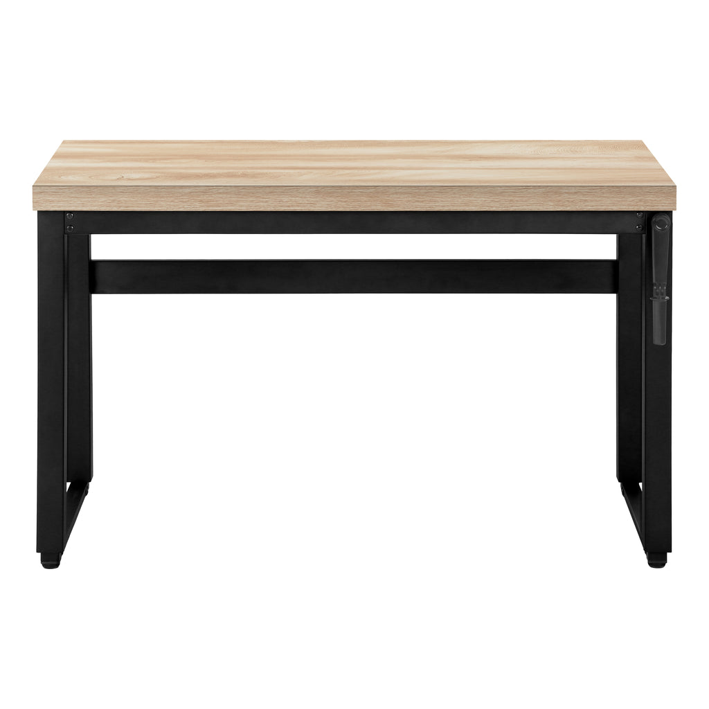 COMPUTER DESK - 48""L / NATURAL / ADJ.HEIGHT/ BLACK METAL