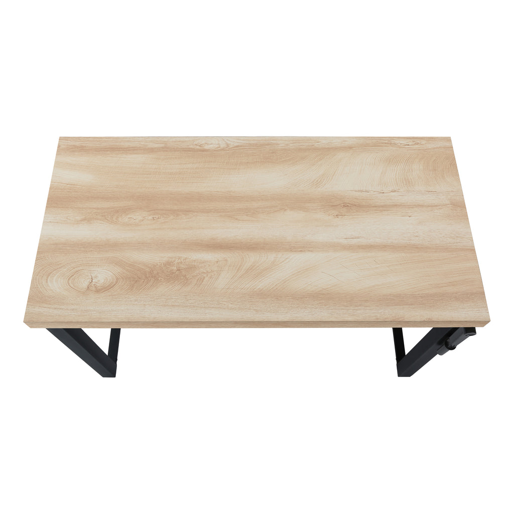 COMPUTER DESK - 48""L / NATURAL / ADJ.HEIGHT/ BLACK METAL