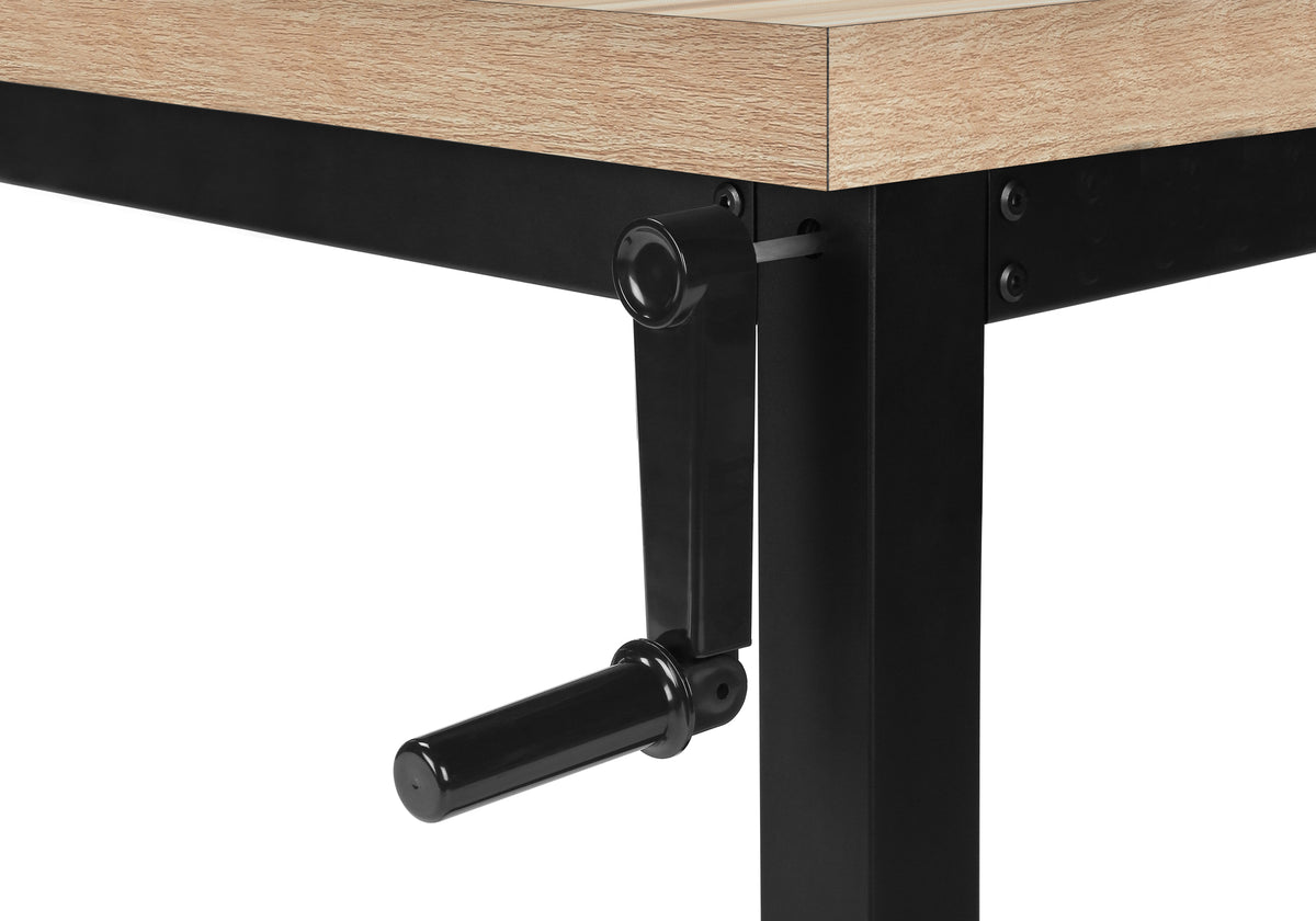 COMPUTER DESK - 48""L / NATURAL / ADJ.HEIGHT/ BLACK METAL