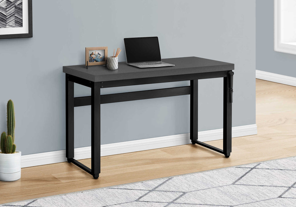 COMPUTER DESK - 48""L / MODERN GREY / ADJ.HEIGHT/ BLACK