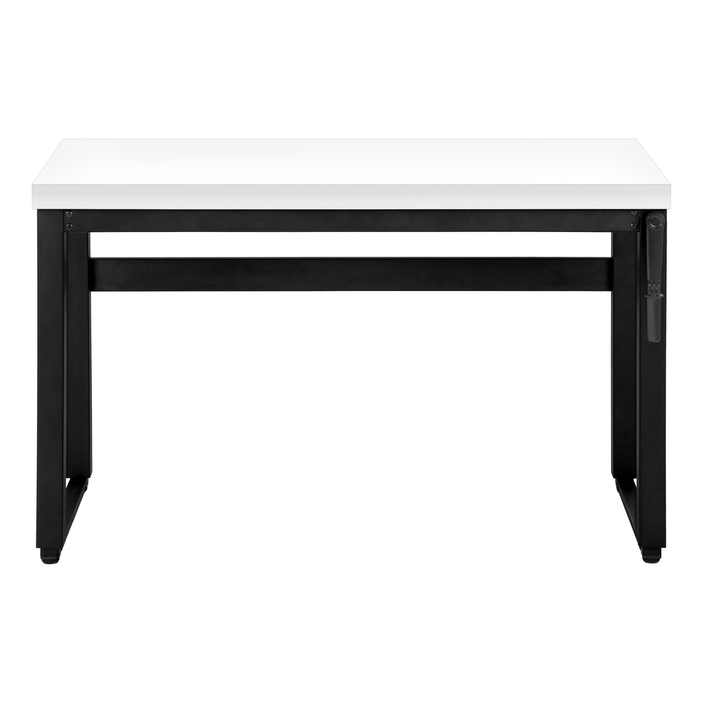 COMPUTER DESK - 48""L / WHITE / ADJ.HEIGHT/ BLACK METAL