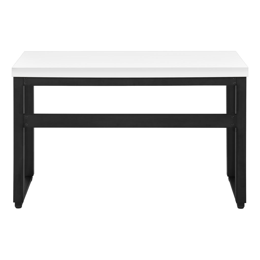 COMPUTER DESK - 48""L / WHITE / ADJ.HEIGHT/ BLACK METAL