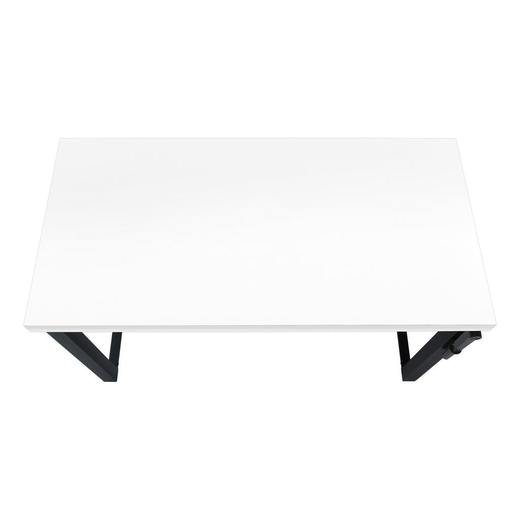 COMPUTER DESK - 48""L / WHITE / ADJ.HEIGHT/ BLACK METAL