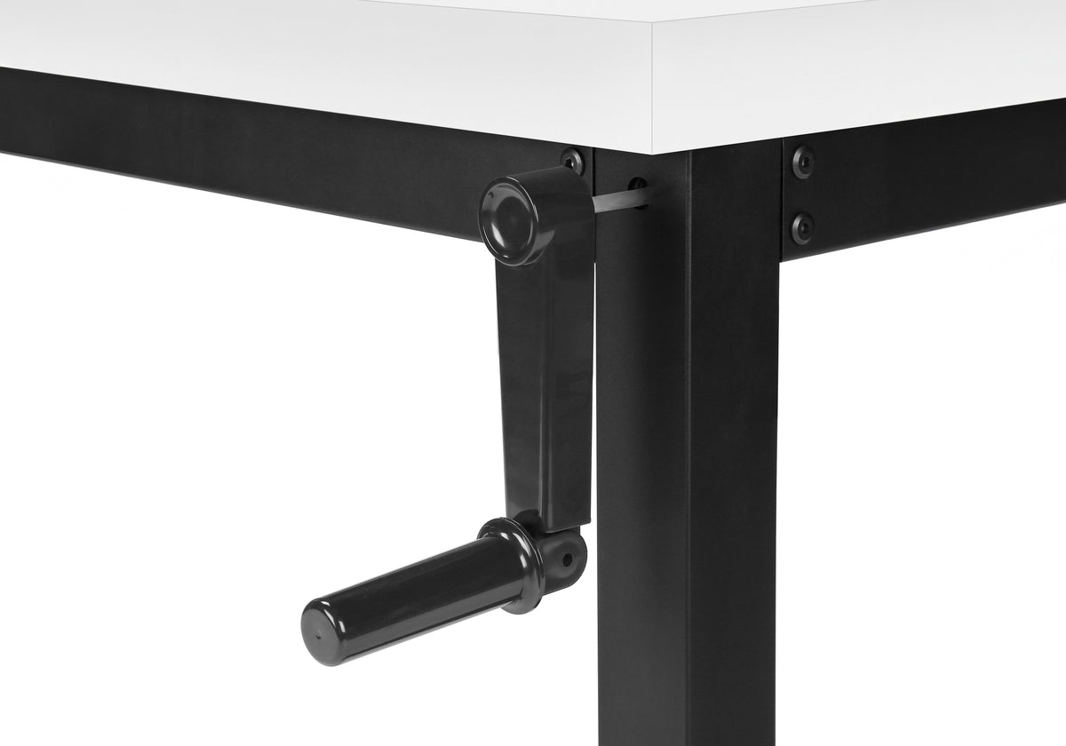 COMPUTER DESK - 48""L / WHITE / ADJ.HEIGHT/ BLACK METAL