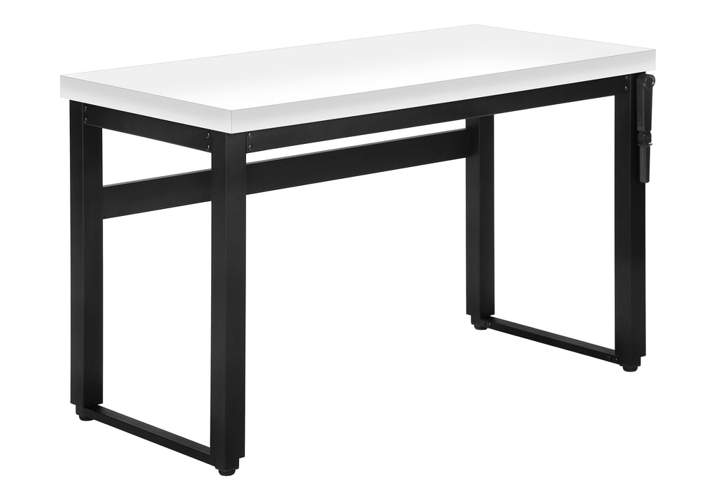 COMPUTER DESK - 48""L / WHITE / ADJ.HEIGHT/ BLACK METAL