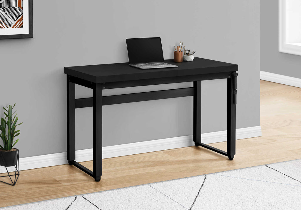 COMPUTER DESK - 48""L / BLACK / ADJ.HEIGHT/ BLACK METAL