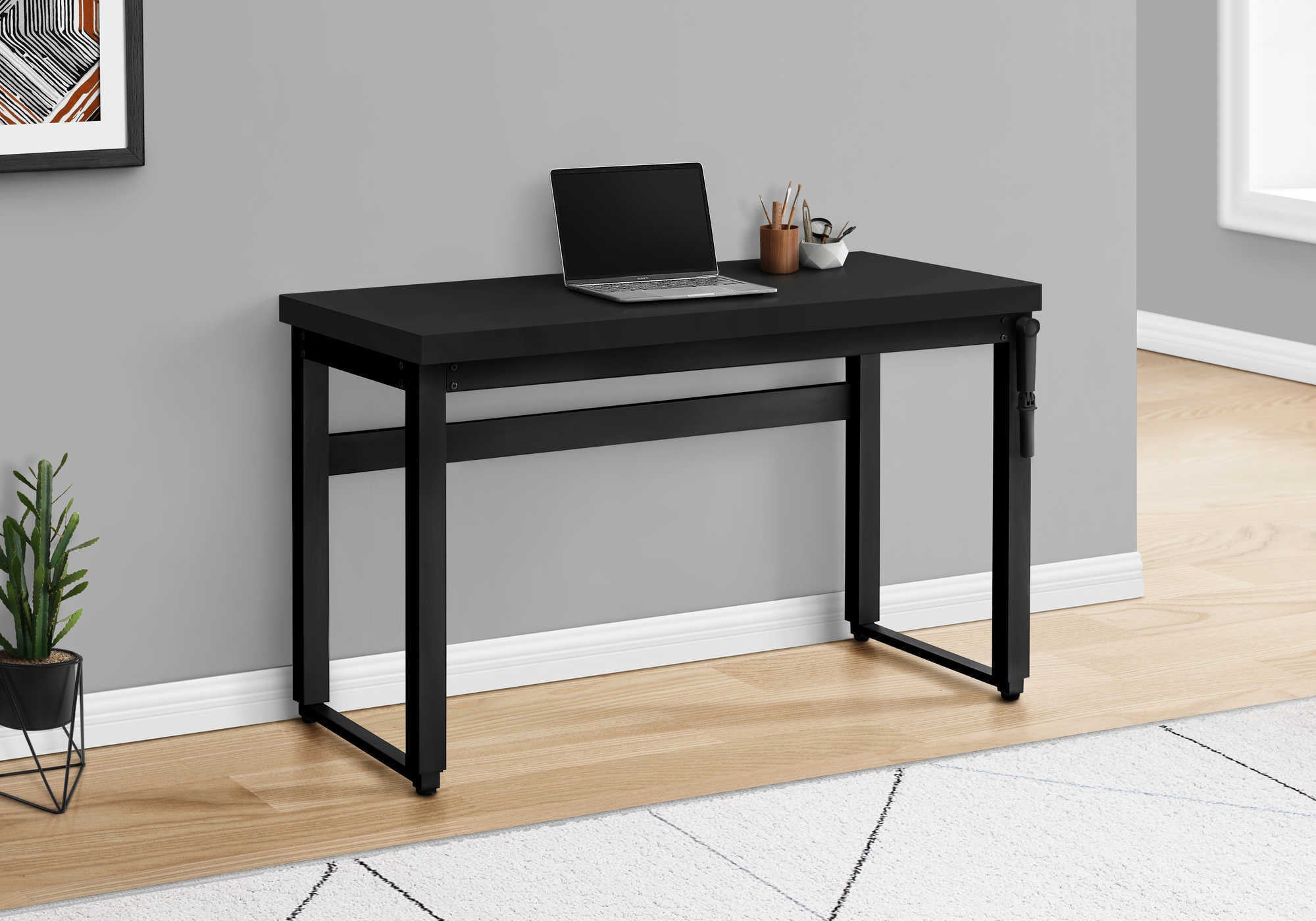 COMPUTER DESK - 48""L / BLACK / ADJ.HEIGHT/ BLACK METAL