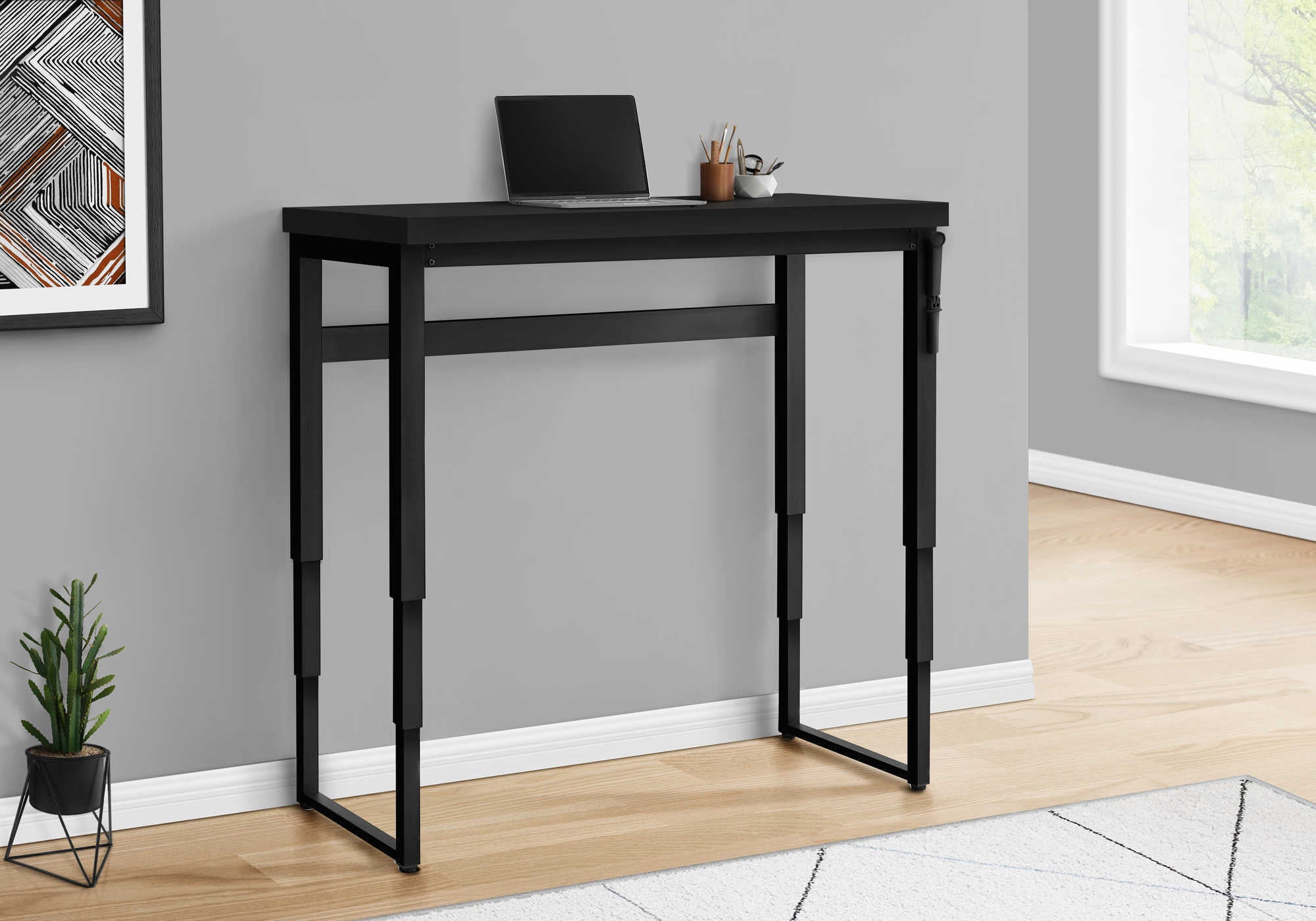COMPUTER DESK - 48""L / BLACK / ADJ.HEIGHT/ BLACK METAL