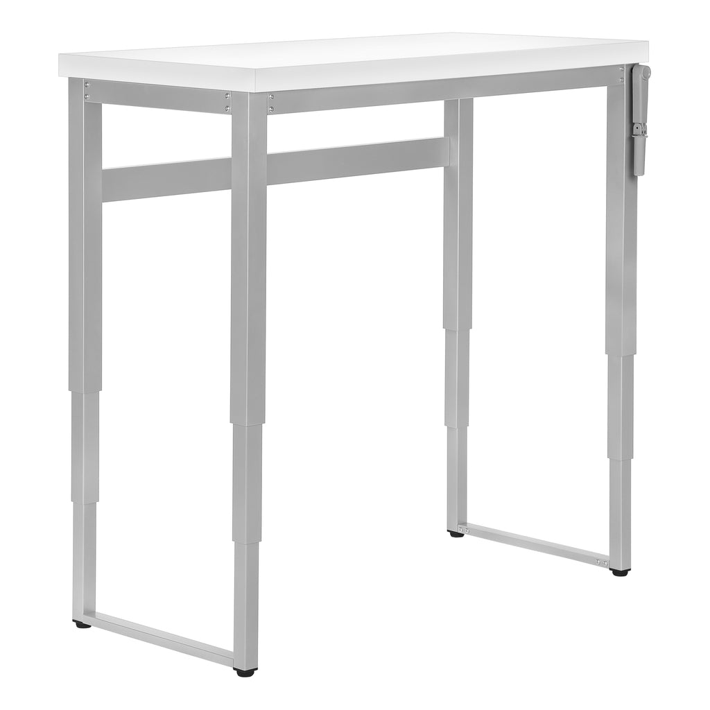COMPUTER DESK - 48""L / WHITE / ADJ.HEIGHT/ SILVER METAL