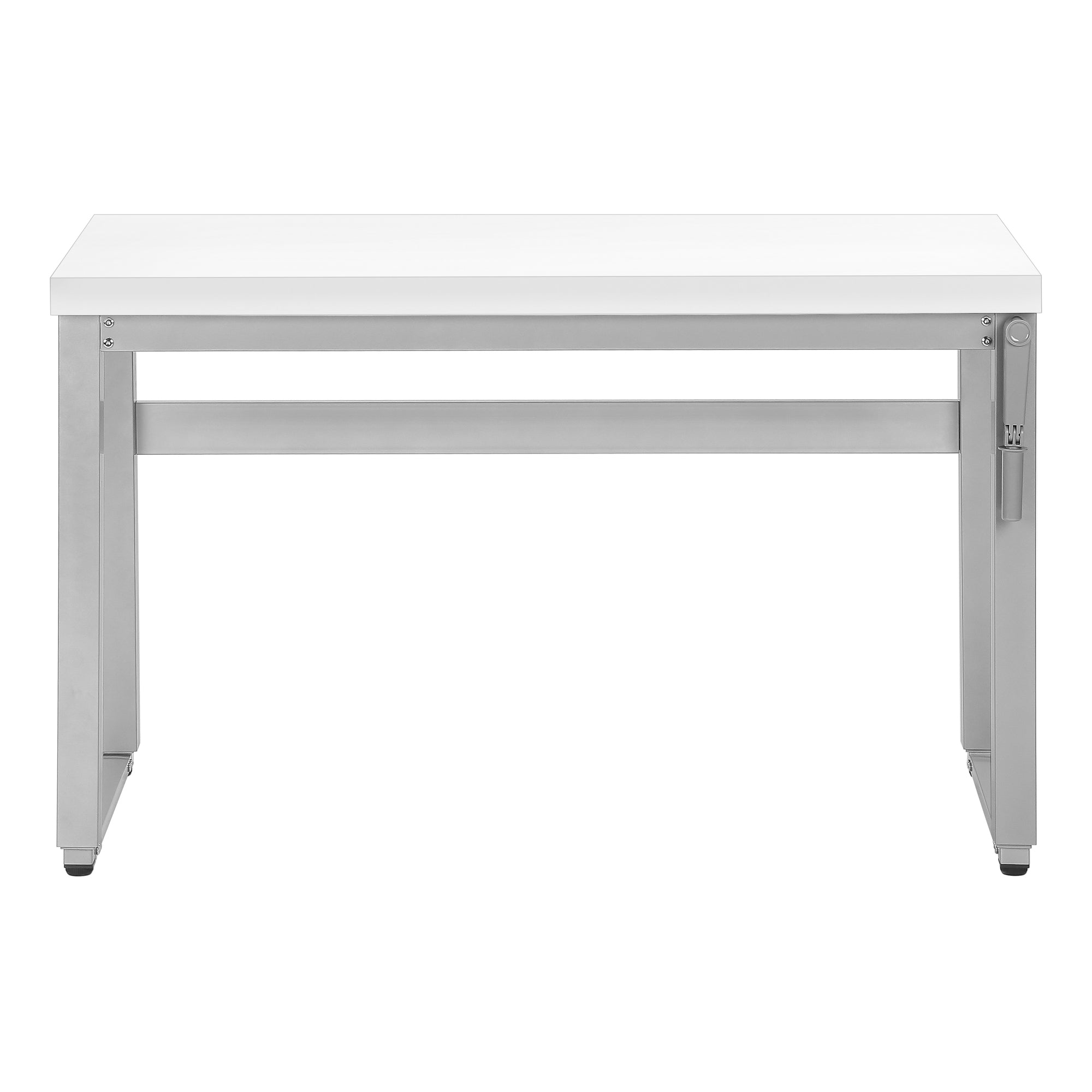 COMPUTER DESK - 48""L / WHITE / ADJ.HEIGHT/ SILVER METAL