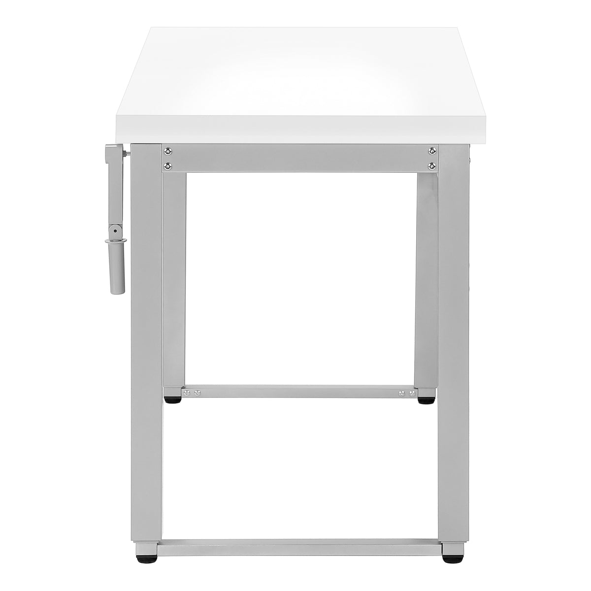COMPUTER DESK - 48""L / WHITE / ADJ.HEIGHT/ SILVER METAL
