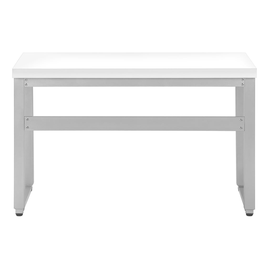 COMPUTER DESK - 48""L / WHITE / ADJ.HEIGHT/ SILVER METAL