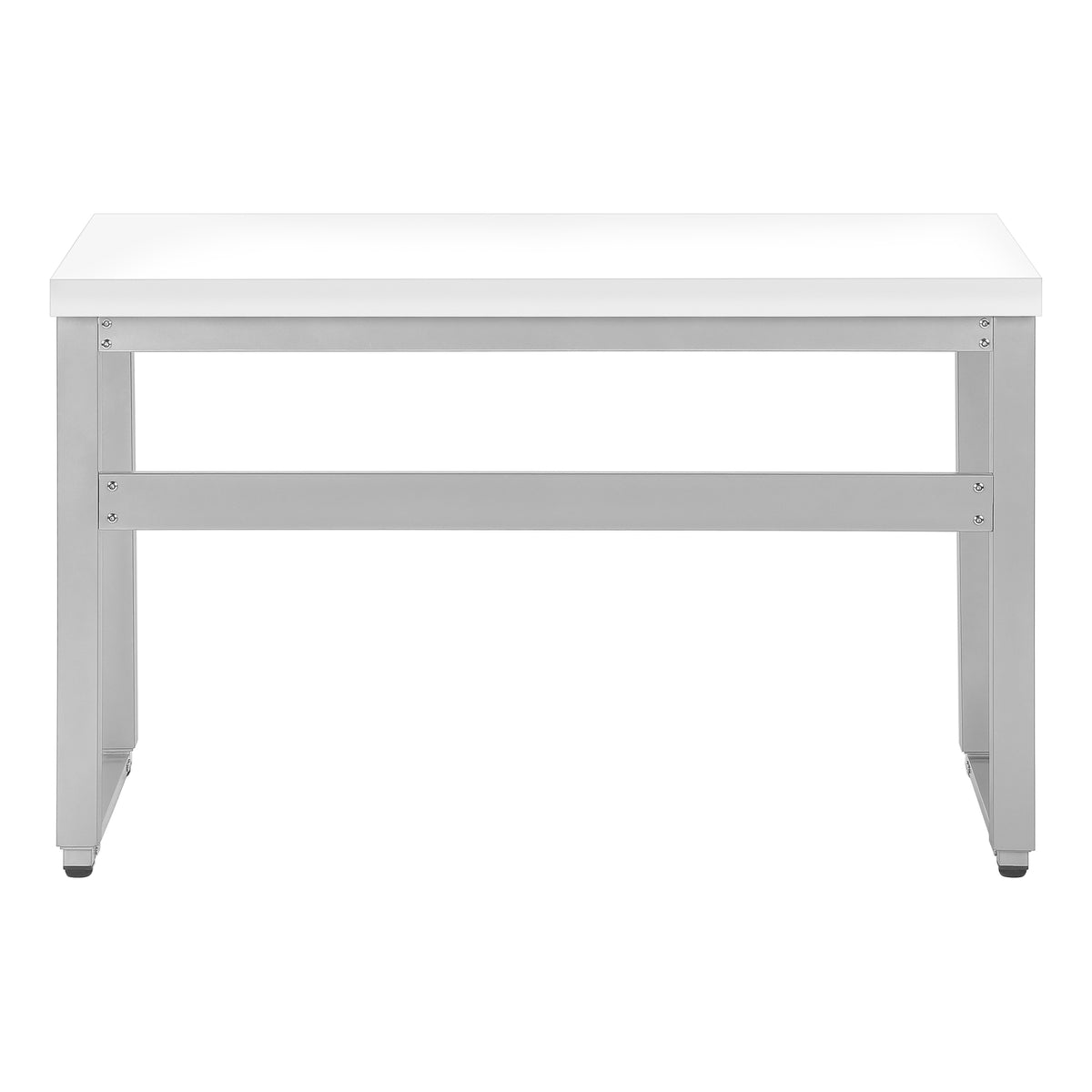 COMPUTER DESK - 48""L / WHITE / ADJ.HEIGHT/ SILVER METAL