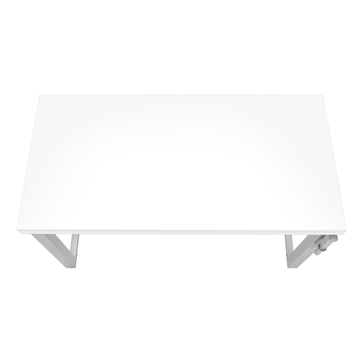 COMPUTER DESK - 48""L / WHITE / ADJ.HEIGHT/ SILVER METAL