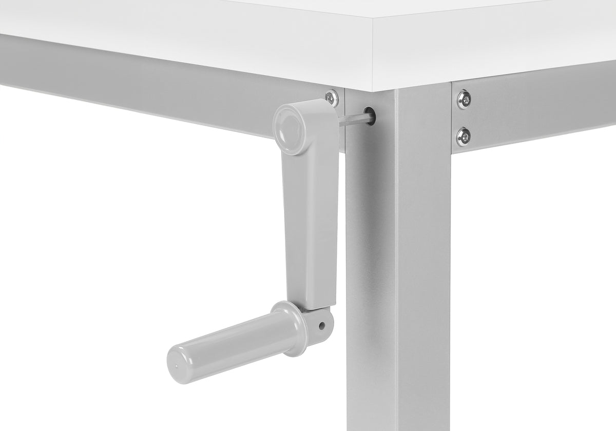 COMPUTER DESK - 48""L / WHITE / ADJ.HEIGHT/ SILVER METAL