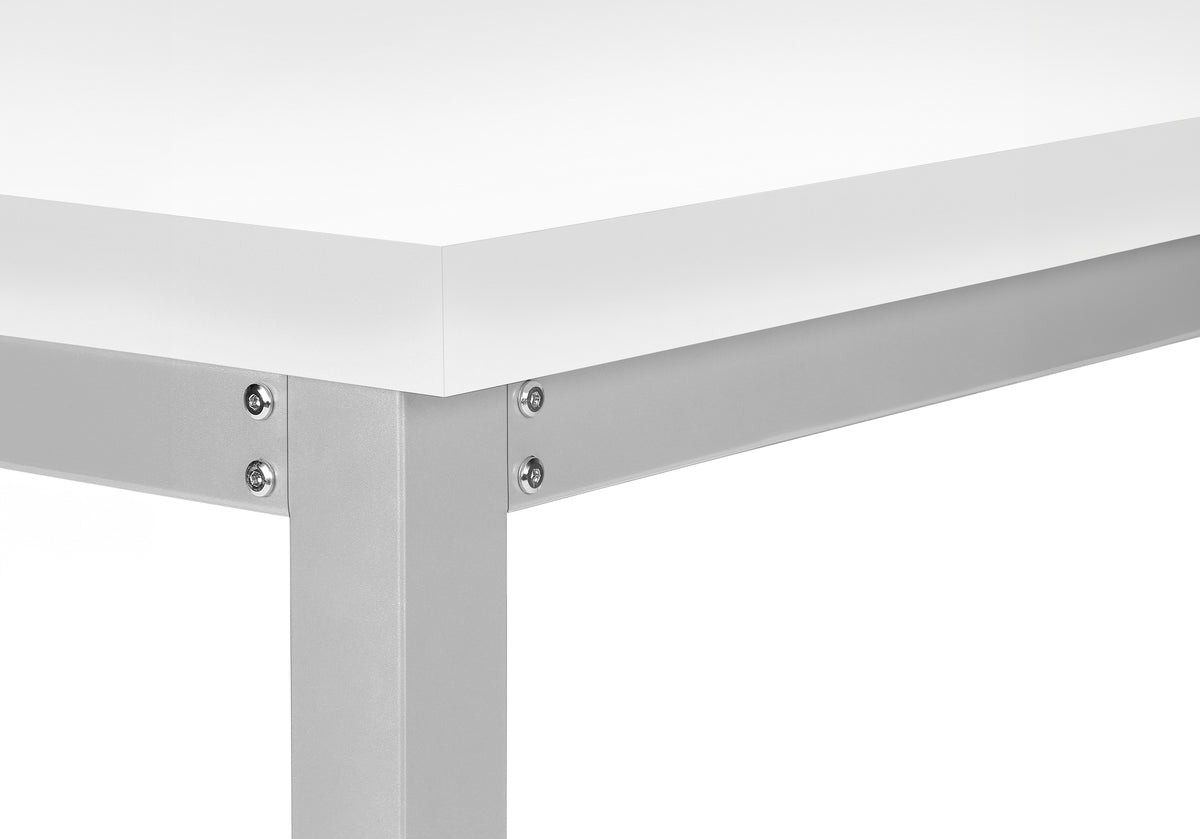 COMPUTER DESK - 48""L / WHITE / ADJ.HEIGHT/ SILVER METAL