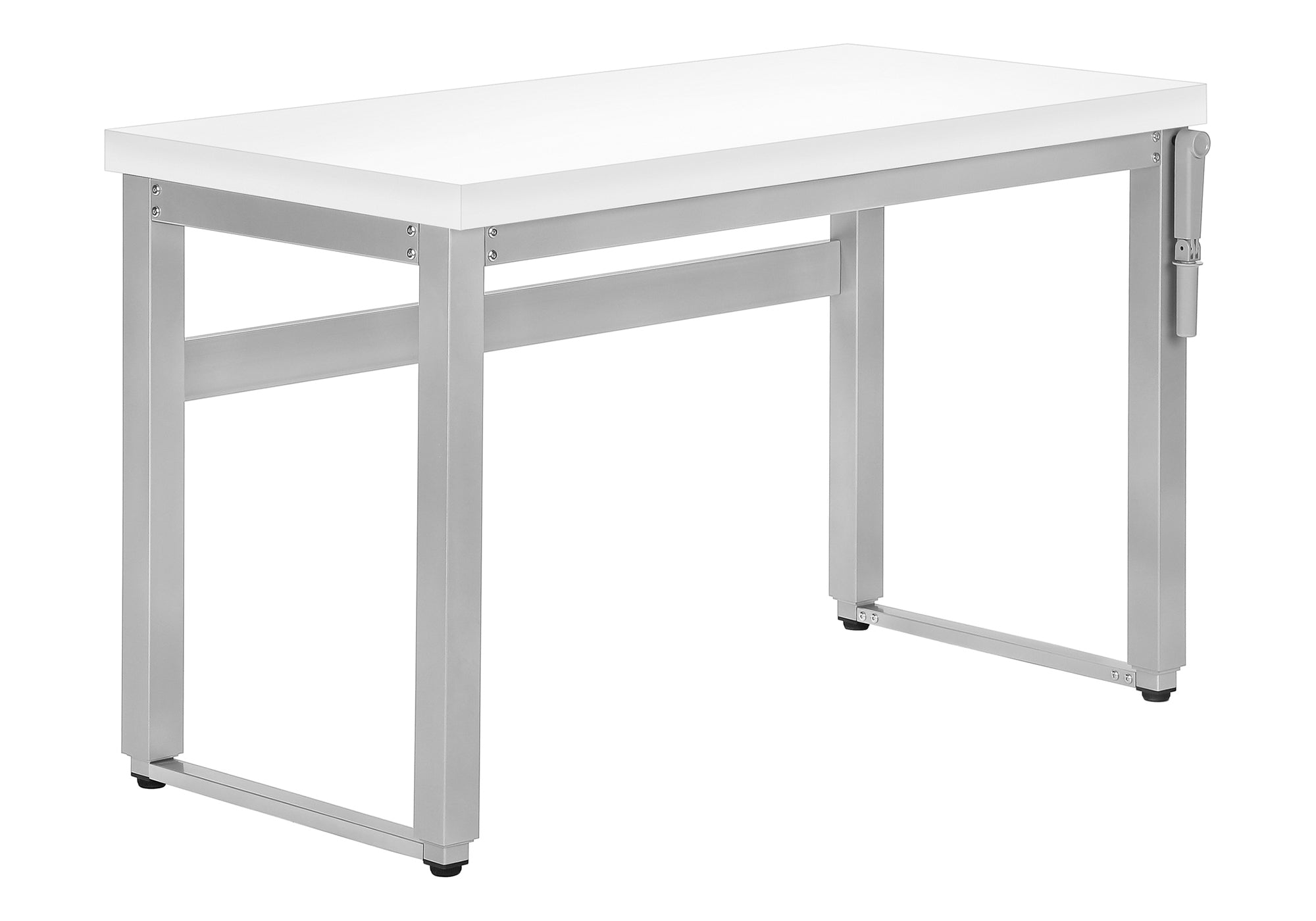 COMPUTER DESK - 48""L / WHITE / ADJ.HEIGHT/ SILVER METAL