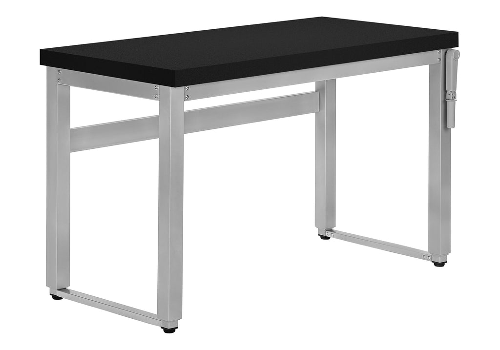 COMPUTER DESK - 48""L / BLACK / ADJ.HEIGHT/ SILVER METAL