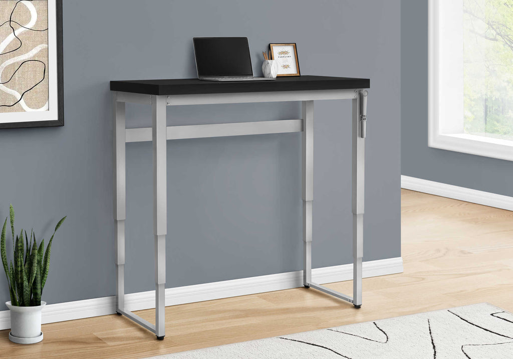 COMPUTER DESK - 48""L / BLACK / ADJ.HEIGHT/ SILVER METAL