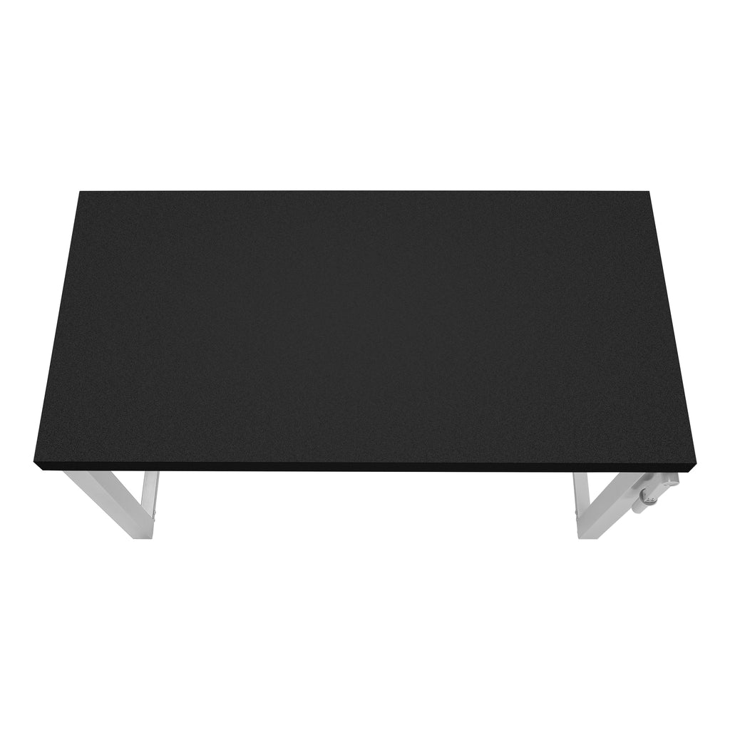 COMPUTER DESK - 48""L / BLACK / ADJ.HEIGHT/ SILVER METAL