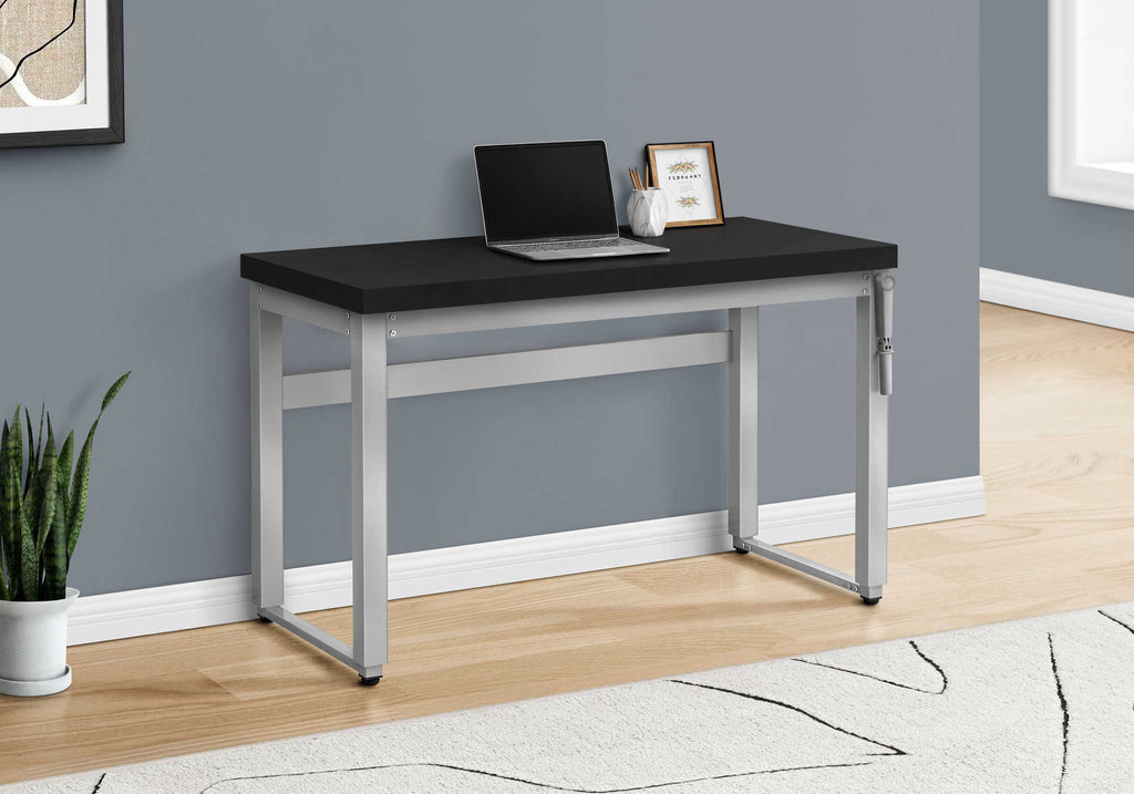 COMPUTER DESK - 48""L / BLACK / ADJ.HEIGHT/ SILVER METAL